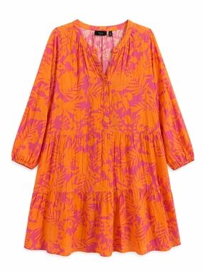 Ella Orange & Hot Pink Floral Tiered Tunic/Dress